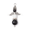 5 Styles Natural Obsidian and Black Onyx(Dyed & Heated) Angel Connector Charms PALLOY-JF03195-3