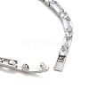 Brass Pave Clear Cubic Zirconia Rectangle & Flat Round Link Bracelets BJEW-YWC0002-02A-4
