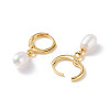 Natural Pearl Beads Drop Huggie Hoop Earrings for Women X-EJEW-JE04757-03-4