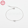 Anti-Tarnish Rhodium Plated 925 Sterling Silver Letter Cubic Zirconia Link Bracelets GI2156-23-1