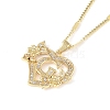 304 Stainless Steel Heart Pendant Necklaces with Cubic Zirconia NJEW-H029-01G-G-1