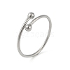 Non-Tarnish 304 Stainless Steel Round Ball Open Cuff Finger Rings for Women RJEW-C105-01P-1