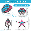 9Pcs 3 Styles Ocean Theme PVC Paillette Embroidered Cloth Sew on Patches PATC-FG0001-92-2