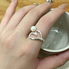 Heart 925 Sterling Silver with Natural Freshwater Pearl Cuff Rings for Women FS-WG385D2-01-4