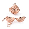 Round Brass Hollow with Flower Cage Pendants KK-WH0047-93RG-1