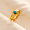 Round Synthetic Turquoise Finger Rings SA1153-6-1
