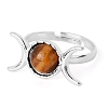 Adjustable Natural Tiger Eye Retro Crescent Moon Rings for Women PW-WG1B614-04-1