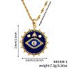 Brass Blue Enamel Evil Eye Pendant Dapped Chain Necklaces for Women Men BX0691-1-5