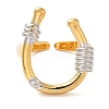 U-Shape Brass Open Cuff Rings for Women RJEW-B062-13GP-2