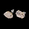 Raw Rough Natural Rose Quartz Stud Earrings EJEW-R148-01LG-02-2