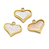 Ion Plating(IP) 304 Stainless Steel Pave Natural Shell Charms STAS-Z100-01G-04-1