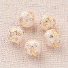 Flower Picture Printed Glass Round Beads GLAA-J089-10mm-B05-1