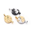 304 Stainless Steel Split Kitten Pendants STAS-G195-30-1