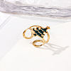 304 Stainless Steel with Enamel Cuff Rings for Women RJEW-Z116-01G-02-1