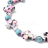 Baking Paint Synthetic Turquoise Cross & Round Beads Stretch Bracelets for Men Women BJEW-JB12341-03-4