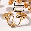 Hollow Human Face 304 Stainless Steel Open Cuff Rings for Women LS-RJEW-M046-03G-4