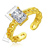 Golden Brass Micro Pave Cubic Zirconia Open Cuff Rings EP4174-3-2