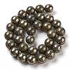 Natural Pyrite Round Beads Strands G-F197-10-8mm-7