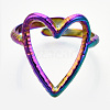 304 Stainless Steel Heart Cuff Ring RJEW-N038-123M-3