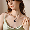 ANATTASOUL 4Pcs 4 Colors Glass Flat Round & Alloy Moon Pendant Necklaces Set NJEW-AN0001-55-5