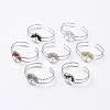 Natural Gemstone Chip Bead Cuff Bangles BJEW-L624-B-1