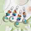 Alloy Moon & Synthetic Turquoise Sea Animals Pendant Decorations HJEW-JM01613-01S-1