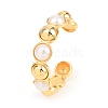 Half Round Brass and ABS Imitation Pearl Cuff Bangles for Women BJEW-T025-05G-01-3