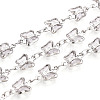 Brass Glass Butterfly Charm Link Chains CHC-T018-11B-P-1