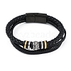 Braided Microfiber Leather Cord Triple Layer Multi-strand Bracelets BJEW-P328-10A-1