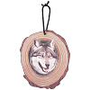 CREATCABIN 1 Set Flat Round & 3D Wolf Pattern Wooden Pendant Decorations HJEW-CN0001-17-1