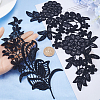 Gorgecraft 4 Pairs 2 Style Polyester Embroidery Flower Lace Appliques DIY-GF0009-08-3