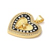 Heart with Corss Brass Micro Pave Cubic Zirconia Pendants KK-K385-040G-3