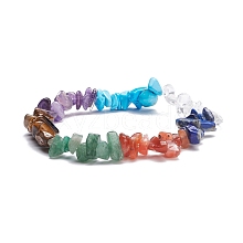 Natural & Synthetic Mixed Stone Chips Beads Stretch Bracelet BJEW-AL00003-20