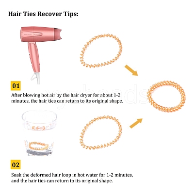 Telephone Cord Elastic Hair Ties OHAR-R113-06-1