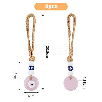 3Pcs Handmade Lampwork Evil Eye Pendants Decorations HJEW-DC0001-11-1
