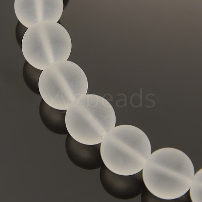 Frosted Transparent Round Glass Beads Strands FGLA-P002-10mm-03-1