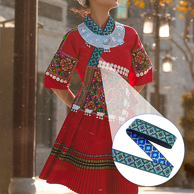 Ethnic Style Embroidery Polyester Ribbons OCOR-WH0077-29F-1