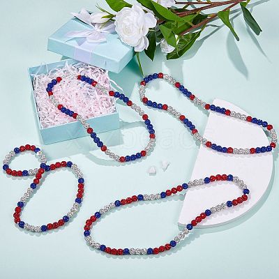 Polymer Clay Rhinestone Round Beaded Necklaces NJEW-SW00049-03-1