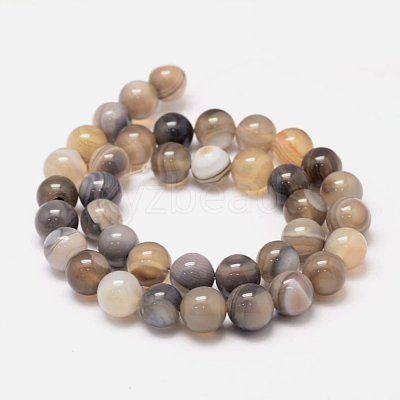 Natural Striped Agate/Banded Agate Bead Strands G-K155-A-10mm-13-1