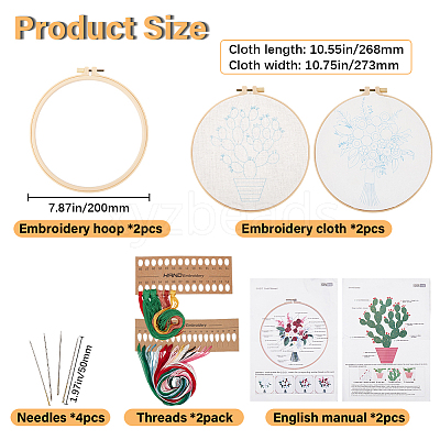 2 Sets 2 Styles DIY Embroidery Kits DIY-GF0009-97B-1