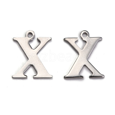 Tarnish Resistant 304 Stainless Steel Alphabet Charms STAS-H122-X-P-1