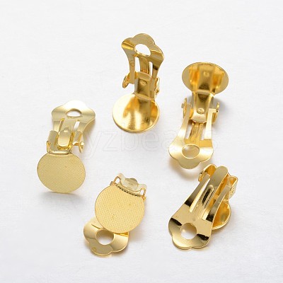 Brass Clip-on Earring Settings KK-F371-46G-1