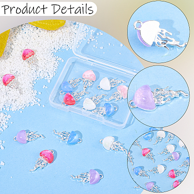 20Pcs 5 Colors Alloy Resin Pendants FIND-BM0001-61S-1