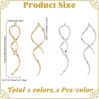 4Pcs 2 Colors Ion Plating(IP) 304 Stainless Steel Pendants STAS-YW0011-25-1