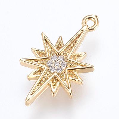 Brass Micro Pave Cubic Zirconia Pendants ZIRC-G116-07G-1