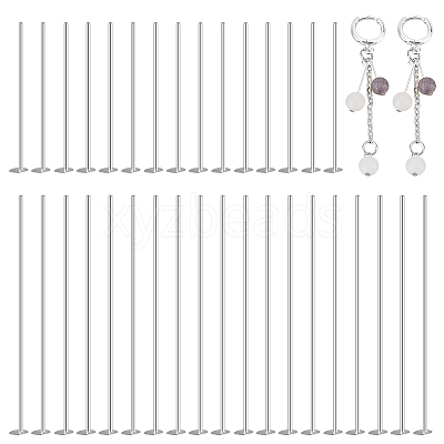 60Pcs 2 Styles 925 Sterling Silver Flat Head Pins STER-PH0001-88-1