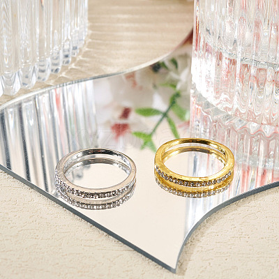 2Pcs 2 Colors Alloy with Crystal Rhinestone Finger Rings RJEW-TADJ0001-01A-1