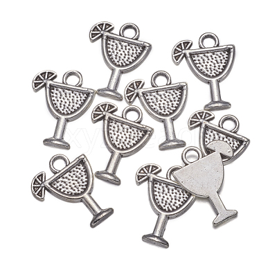 Tibetan Style Tropical drink Alloy Pendants X-TIBEB-A14275-AS-LF-1