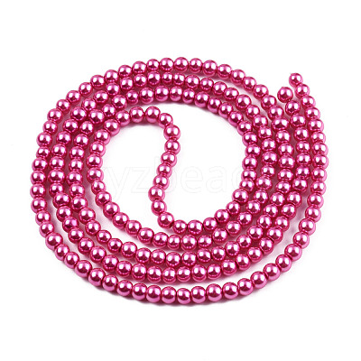 Baking Paint Pearlized Glass Pearl Round Bead Strands X-HY-Q003-4mm-10-1