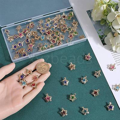 80Pcs 8 Colors Rhinestone Pendants IFIN-SC0001-68-1